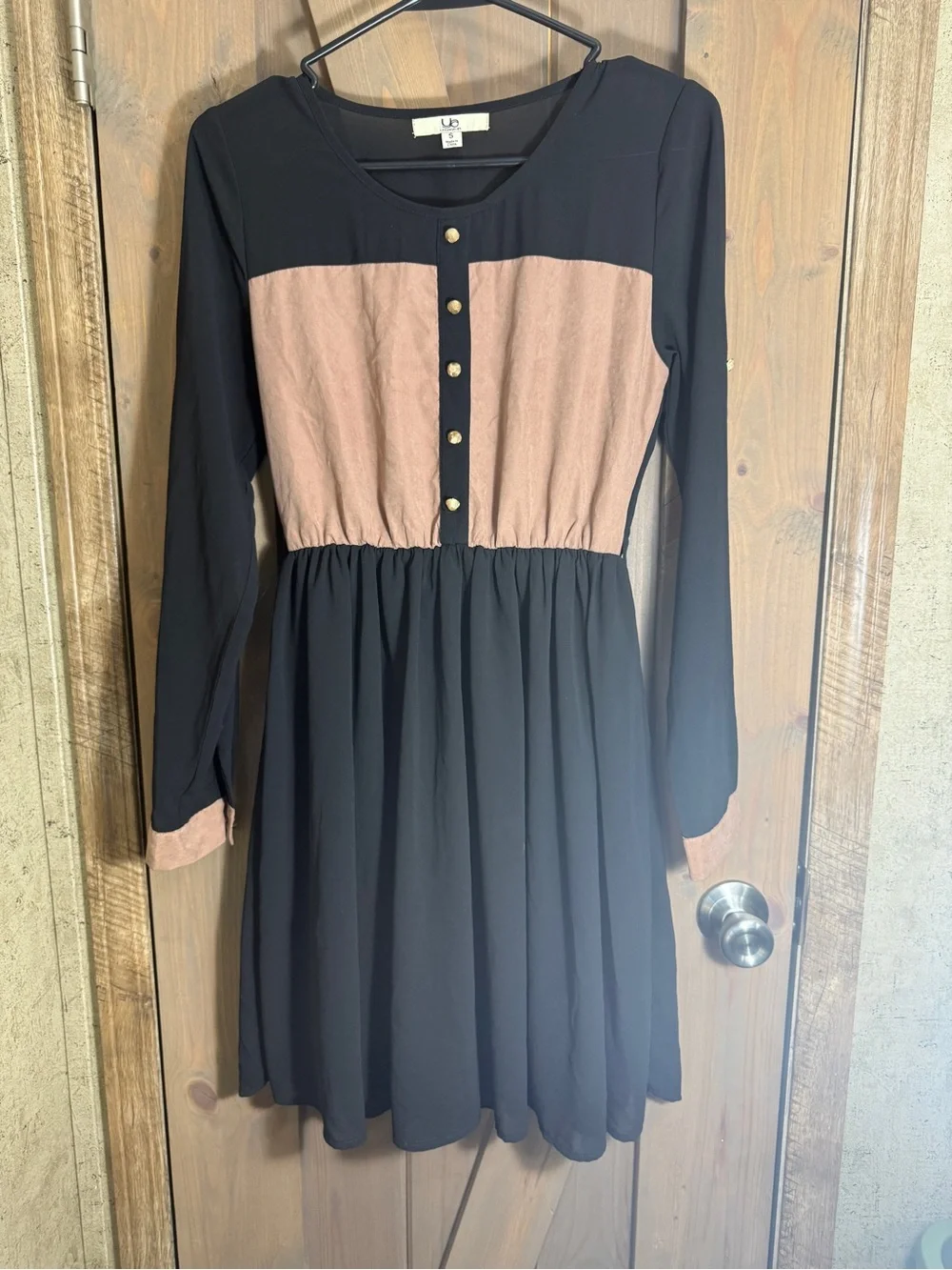GBG Los Angeles Black Dress with Blush Front Panel